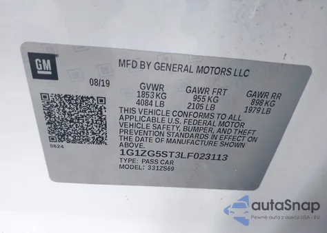 2020 Chevrolet Malibu Fwd Rs из США, поврежденный, VIN 1G1ZG5ST3LF023113